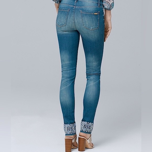 WHBM Embroidered Cuff Skinny Crop - Picture 3 of 16